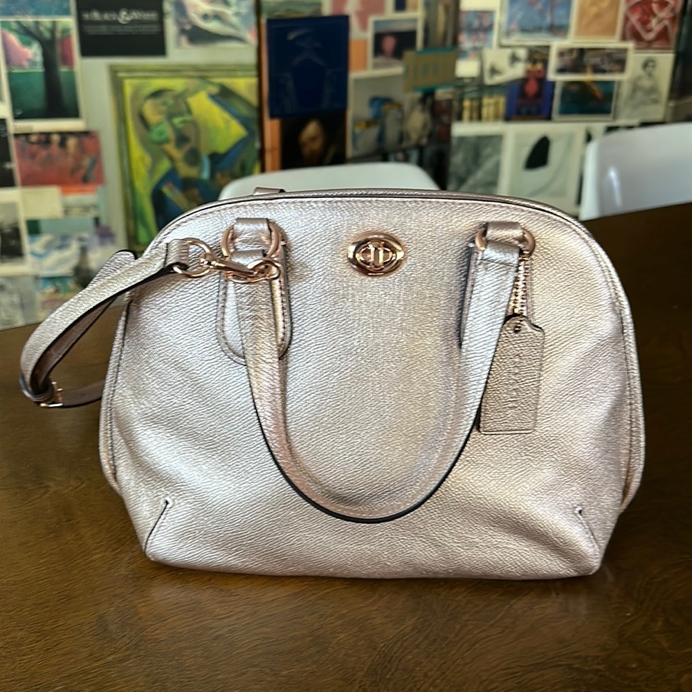 Rose Gold COACH mini satchel in Rose Gold